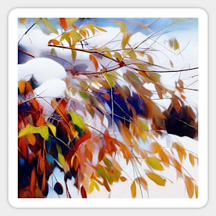 Autumn Leaves on Snow Sticker